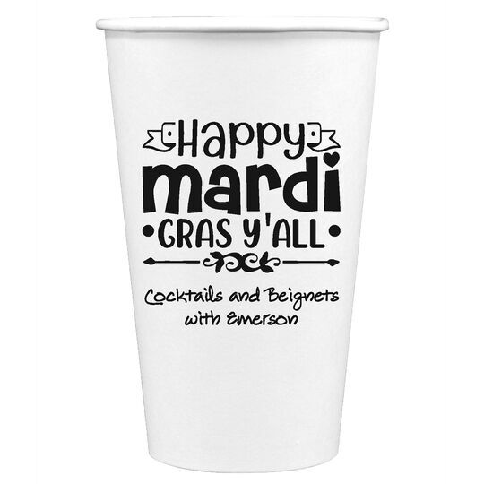 Happy Mardi Gras Y'All Paper Coffee Cups